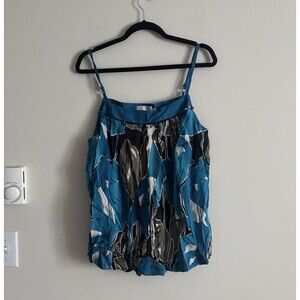 VTG 2000s Y2K‎ Draped Silk Top XL The Limited Jodi Arnold Blue Strappy Tank Chic